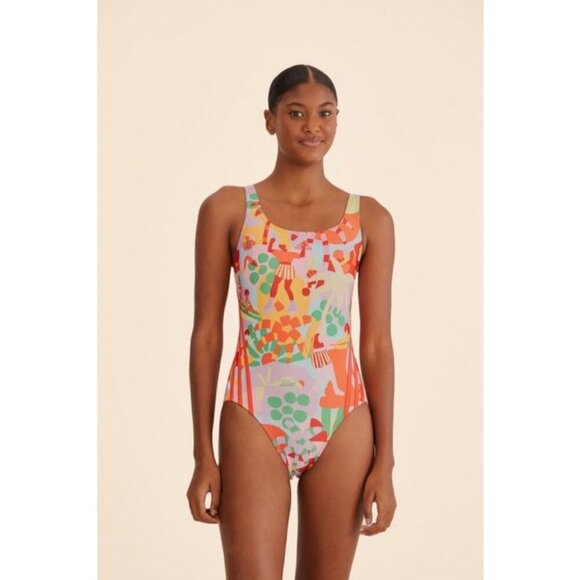 💕FARM RIO x ADIDAS💕 Farm Swimsuit ~ Pearl Citrine 10 NWT - Picture 2 of 16